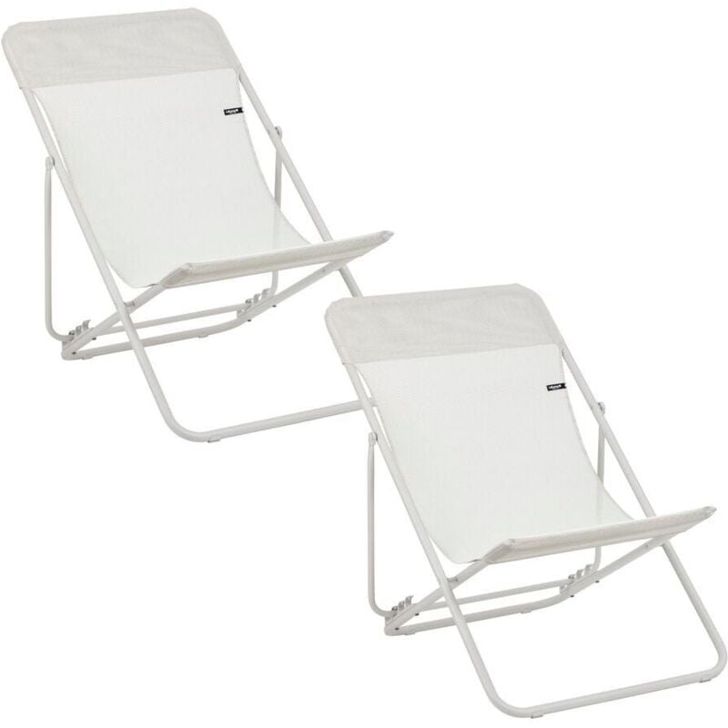 Lafuma Mobilier - Lot De 2 Transats Pliants Multi-positions - Maxi Transat - Batyline® Iso - Beige Seigle -