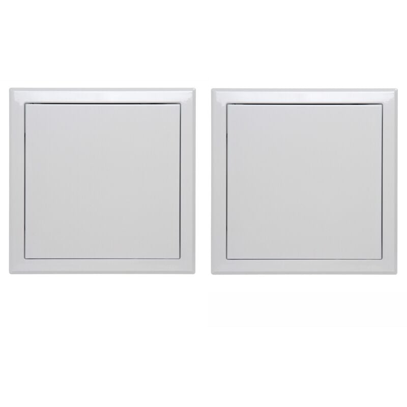 Lot de 2 trappes de visite métallique laquée blanche Semin 200 mm x 200 mm - ouverture poussez/lâchez - accès aux gaines techniques et conduites pour