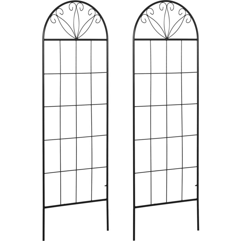 Lot de 2 treillis de jardin - dim. 51L x 152H cm - métal époxy noir