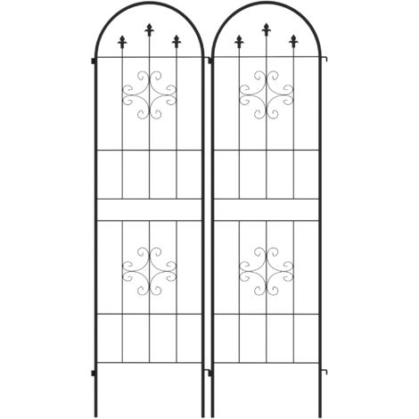Lot de 2 treillis de jardin en acier noir pour plantes grimpantes, 50 x 180 cm