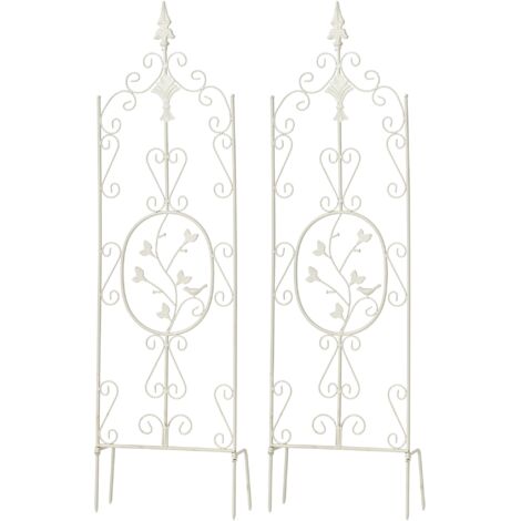 Lot de 2 treillis de jardin support pour plantes grimpantes 122x35 cm en métal blanc 100003824