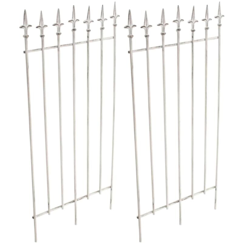 Lot de 2 treillis support pour plantes grimpantes décoration de jardin en métal blanc vieilli 100003830