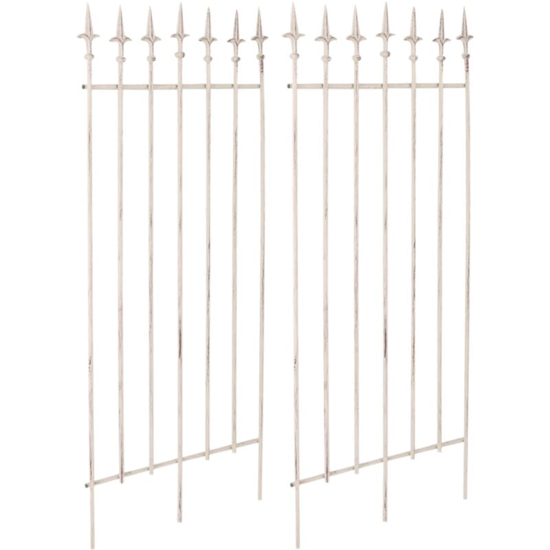 Lot de 2 treillis support pour plantes grimpantes décoration de jardin en métal crème vieilli 100003835