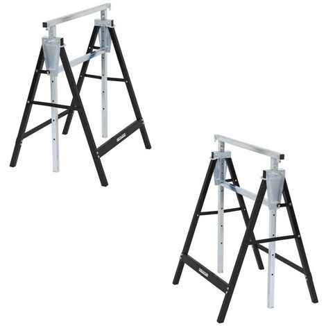 Lot De 2 Tréteaux D'Échafaudage téléscopiques Noirs - Réglable En Hauteur Et Pliables