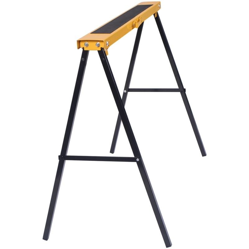Lot de 2 Tréteaux Pliables Chevalets de Sciage avec Poignée Capacité 2x125kg en Métal, 99,5x48,5x78cm, Jaune CW6278 design in