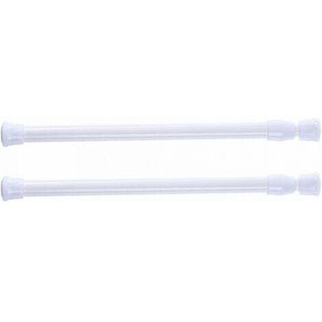 Lot de 2 tringles à rideau de douche télescopiques, sans perçage, pour douche, baignoire, armoire, blanc, largeur 30-50 cm