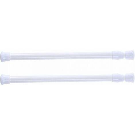 Lot de 2 tringles à rideau de douche télescopiques, sans perçage, pour douche, baignoire, armoire, blanc, largeur 30-50 cm