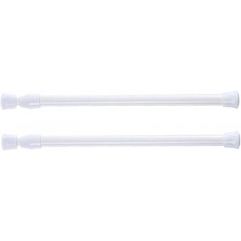 Lot de 2 tringles à rideau de douche télescopiques, sans perçage, pour douche, baignoire, armoire, blanc, largeur 40-70 cm