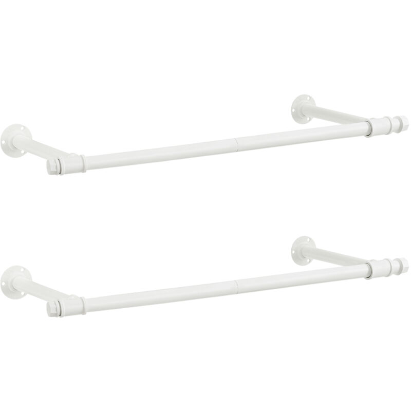 Lot de 2 Tringles à vêtements murales, Style industriel, Gain de place, 30 x 84 x 7 cm, Charge maximale 60 kg, Montage facile, Blanc nuage