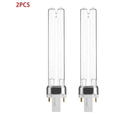 Lot de 2 tubes UV G23 de 9 W pour le nettoyage et la stérilisation, base de rechange UV pour stérilisateur d'aquarium
