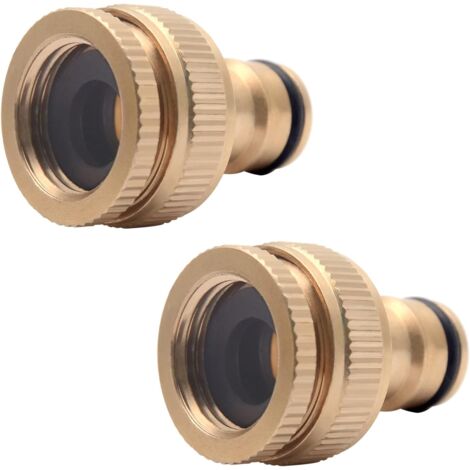 Lot de 2 tuyaux d'arrosage en laiton pour tuyau de 1/2" et 3/4" - Filetage intérieur 2 en 1 - Raccords de tuyau pour jardin, ferme, maison