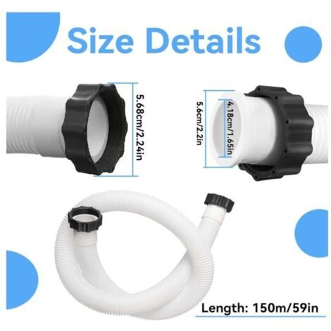 Lot de 2 tuyaux de piscine de 38 mm, 1,5 m pour pompe à sable et système de sel dans la pompe de filtration intensive