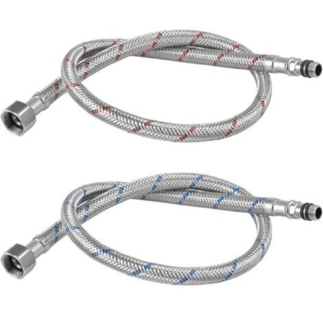 Lot de 2 tuyaux de raccordement - G3/8 x M10 - Rallonge de tuyau de raccordement - 60 cm - En acier inoxydable - Pour robinet mitigeur