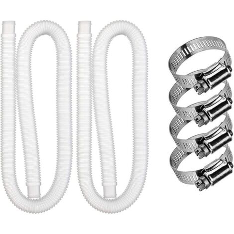 Lot de 2 tuyaux de rechange pour piscine, accessoire pour pompe de filtration avec 4 clips métalliques, tuyau de 150 cm (59 pouces) de long pour pompe Intex 607637, accessoires pour piscine