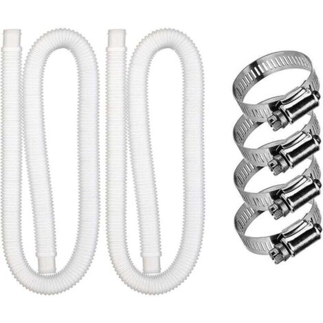 Lot de 2 tuyaux de rechange pour piscine, accessoire pour pompe de filtration avec 4 clips métalliques, tuyau de 150 cm (59 pouces) de long pour pompe Intex 607637, accessoires pour piscine