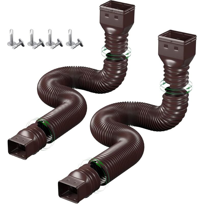 Gotrays - Lot de 2 tuyaux de vidange flexibles pour gouttière, ensemble de gouttière, extension de 53 à 152 cm, connecteur de tube d'eau de pluie,