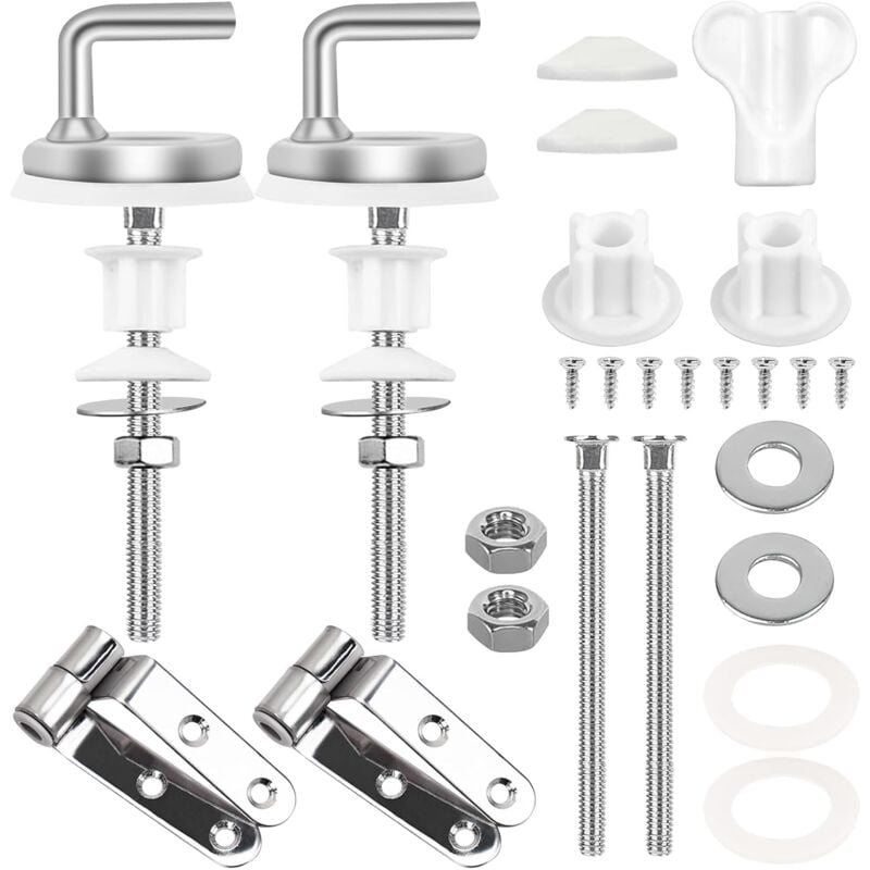 Lot de 2 Universel Fixation Abattant wc Toilettes à Charnière Fixations Attaches Charnière Abattant wc Toilette Charniere Abattant en Acier