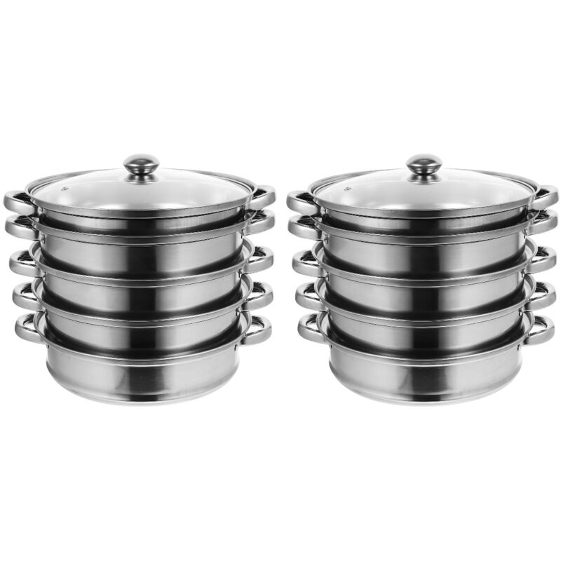 Feiyue - Lot de 2 ustensiles de cuisine multifonctions en acier inoxydable avec deux poignées pour la cuisson à la vapeur des légumes et de la viande