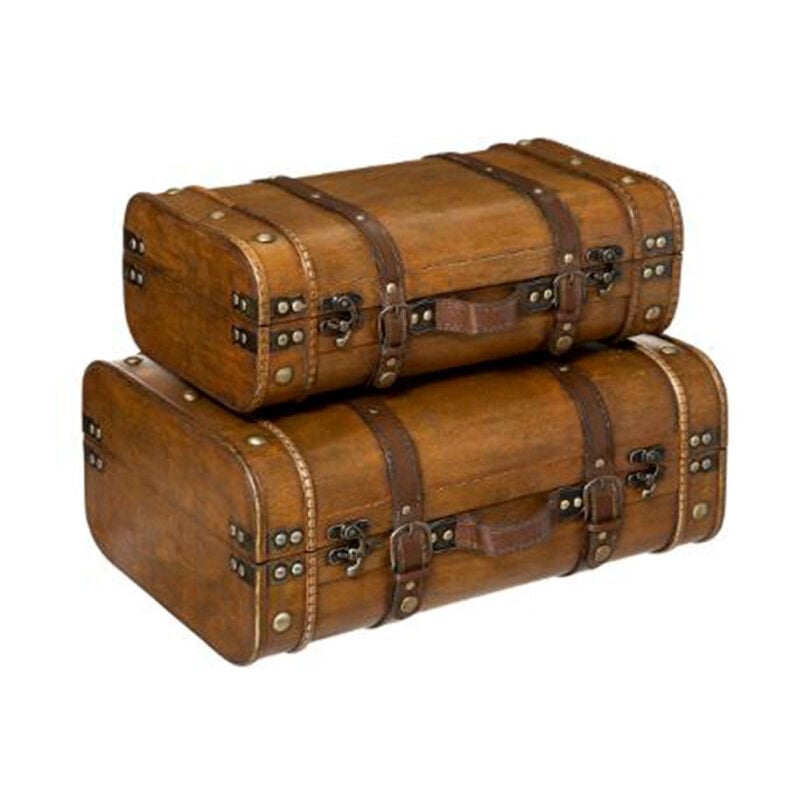 Lot de 2 Valises Déco 'Voyage' 45cm Marron