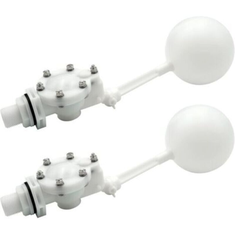 Lot de 2 valves flottantes avec bras réglable, robinet flotteur robuste 3/4 pour réservoir d'eau, haut débit, lot de 2
