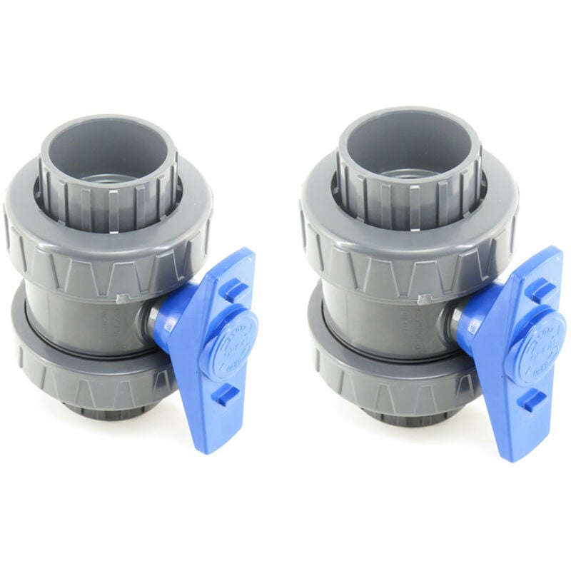 Jardiboutique - Lot de 2 vannes, ø 63 mm, vanne pvc pour piscine - Gamme version 2020