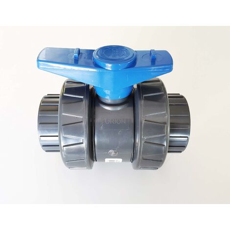 Lot de 2 Vannes 63mm INTERPLAST à coller double union démontable 6,3cm PN16 PVC PRESSION