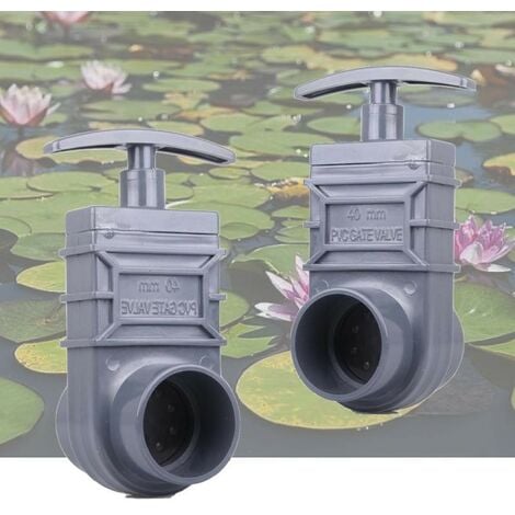Lot de 2 vannes guillotines PVC 40 mm pour bassin de jardin et étang