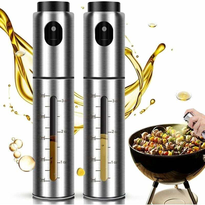Lot de 2 vaporisateurs d'huile, pulvérisateur de cuisine en acier inoxydable, pulvérisateur d'huile d'olive portable avec 2 balances, parfait pour la