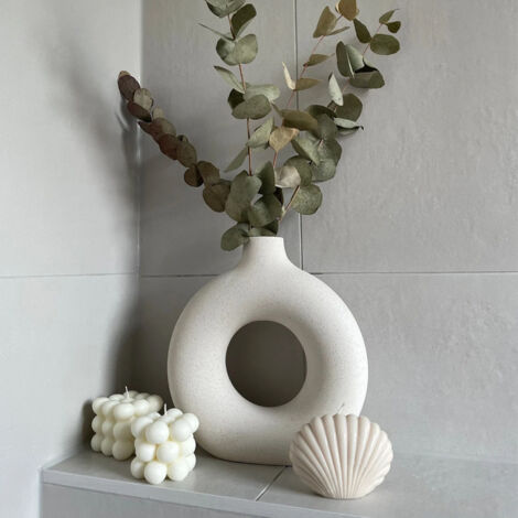 Lot de 2 vases à Fleurs en céramique Blanche pour décoration