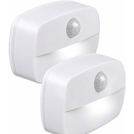 Lot de 2 Veilleuse LED, Veilleuse Detecteur de Mouvement, Applique Murale, Lampes de Placard Détecteur de Mouvement, Lumières Sûres pour Escaliers, Couloir, Salle de Bain, Cuisine, Armoire