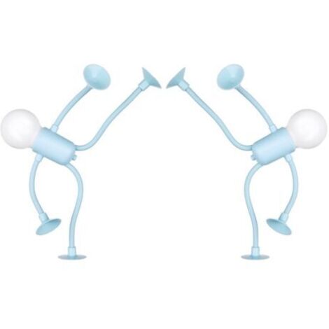 Lot de 2 veilleuses amusantes à forme changeante, mini veilleuses en forme d'ampoule, lampe de bureau pliable à ventouse, décorations de décompression, veilleuses à faire soi-même (bleu)