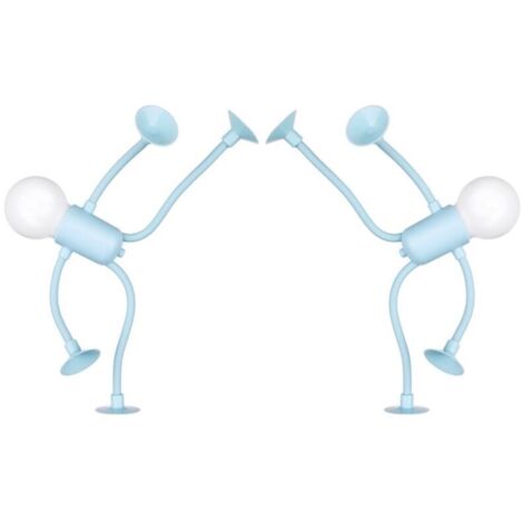 Lot de 2 veilleuses amusantes à forme changeante, mini veilleuses en forme d'ampoule, lampe de bureau pliable à ventouse, décorations de décompression, veilleuses à faire soi-même (bleu)