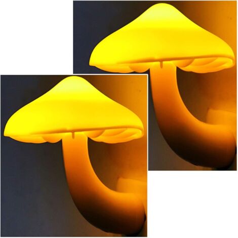 Lot de 2 veilleuses en forme de champignon, lumières LED enfichables, peuvent être utilisées comme veilleuses et appliques murales.