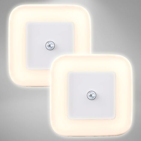 lot de 2 veilleuses LED, lampe de nuit avec détecteur de mouvement, pour Chambre d’Enfant, Cuisine, Toilette, Entrée, Escalier, Couloir, blanc