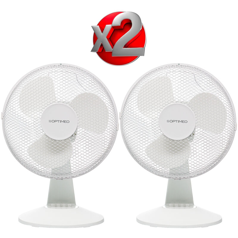 Lot de 2 ventilateurs de table diamètre 30 cm oscillant 3 vitesses Optimea