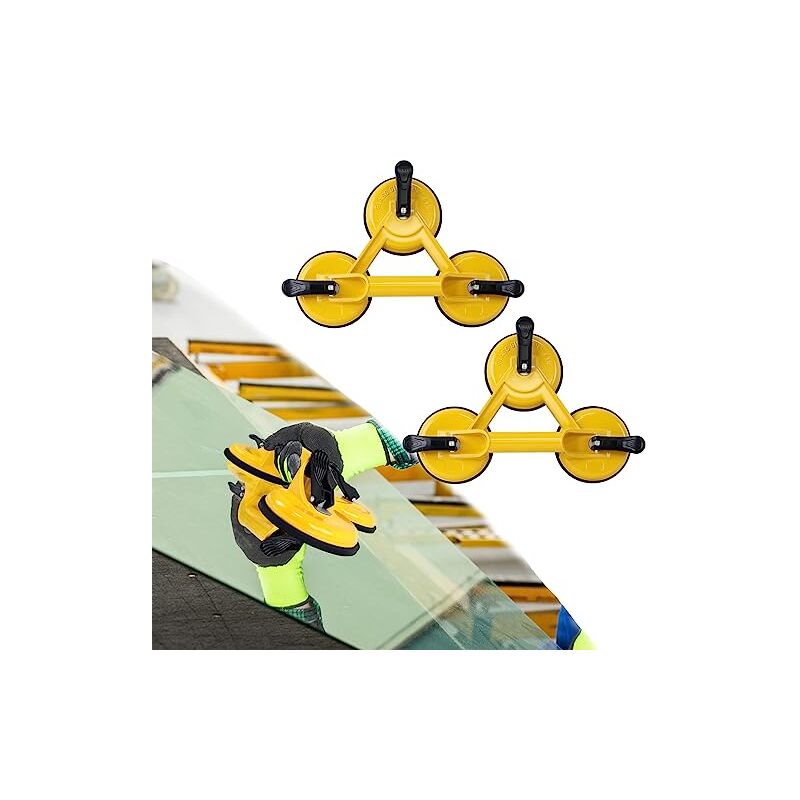 Lot de 2 ventouses ergonomiques pour vitres en verre - Charge maximale : 120 kg - En aluminium et plastique - Pour carrelage, verre, stratifié,