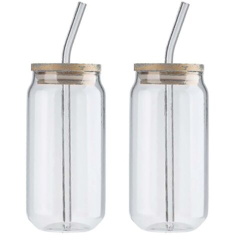 Lot de 2 verres à boire avec paille intégrée.