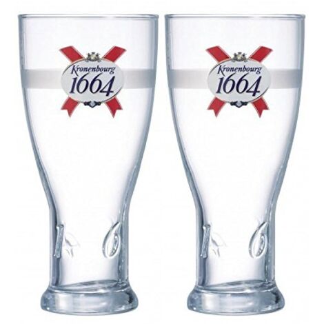 Lot de 2 verres Kronenbourg 1664 - 568 ml / 20 oz - Pintes CE - Officiels