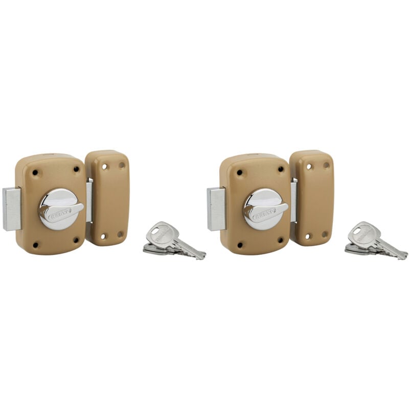 Lot de 2 verrous à bouton Corvette pour porte d'entrée, cylindre 45mm, acier, 6 clés, époxy bronze