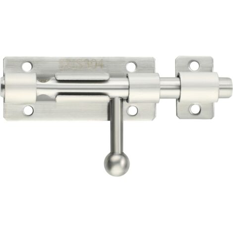 Lot de 2 verrous coulissants de 4 pouces, loquet de porte en acier inoxydable, verrou coulissant, cylindre argenté