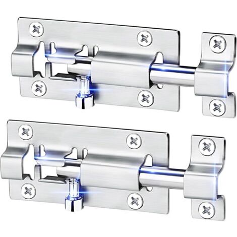 Lot de 2 verrous coulissants de 7,6 cm, en acier inoxydable épais, finition brossée, avec 12 vis.