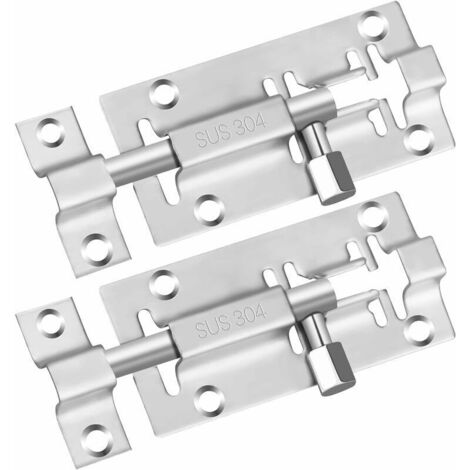 Lot de 2 verrous coulissants Verrou de qualité supérieure à pêne cylindrique de 3 pouces, verrou coulissant de porte en acier inoxydable, verrou à pêne coulissant robuste, verrou coulissant de sécur