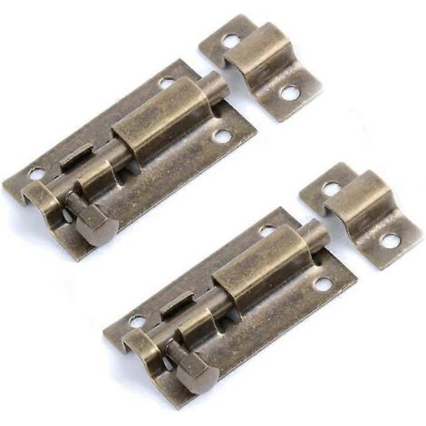 Lot de 2 verrous de porte en acier inoxydable, 7,6 cm, pour portes intérieures, verrou de sécurité, bronze, 89 x 29,3 mm