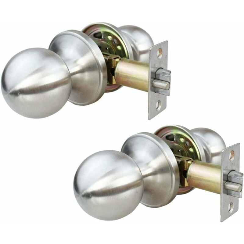 Aougo - Lot de 2 verrous de porte en acier inoxydable, sans clé, boutons de porte intérieure, chambre, cuisine, salle de bain, buanderie