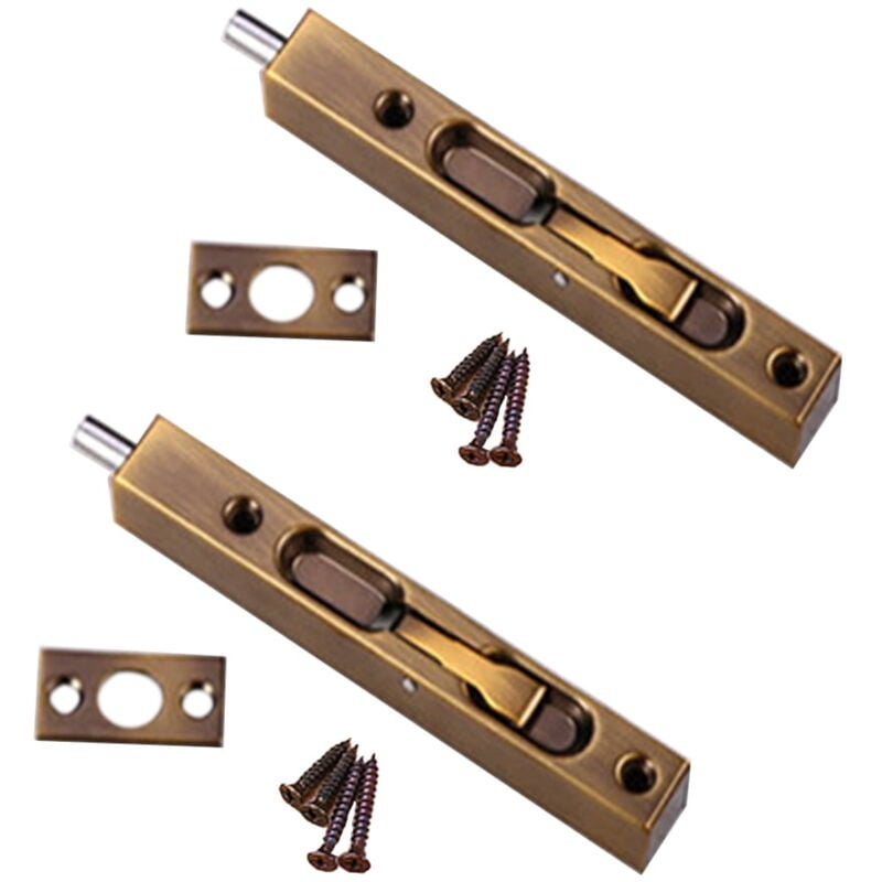 Lot de 2 verrous de porte encastrés - Serrures de sécurité dissimulées pour portes composites, portes en bois, portes doubles, etc. - 10 pouces
