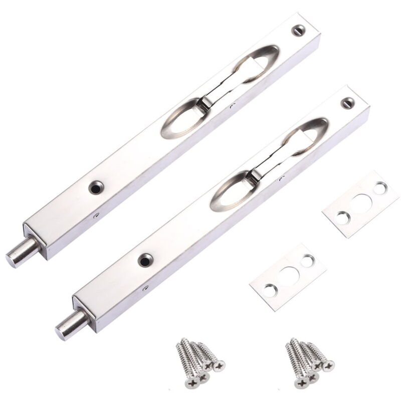 Lot de 2 verrous de porte encastrés - Serrures de sécurité dissimulées pour portes composites, portes en bois, portes doubles, etc. - 12 pouces