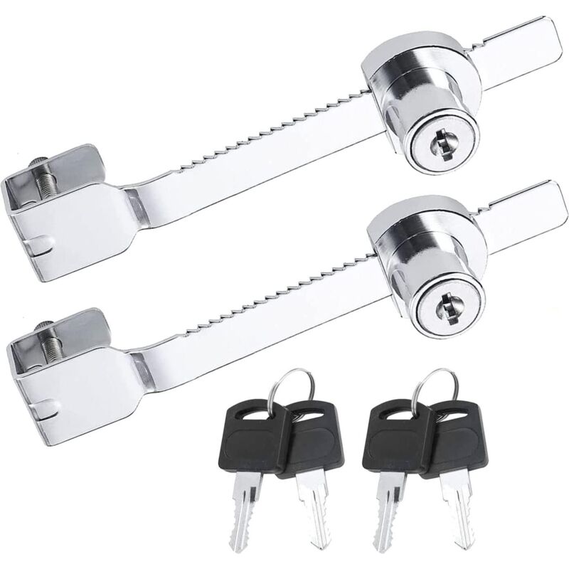 Lot de 2 verrous de scie coulissante avec clé serrure verrou vitrine en verre pour vivarium, terrarium, vitrine, serrure à cliquet pour porte en