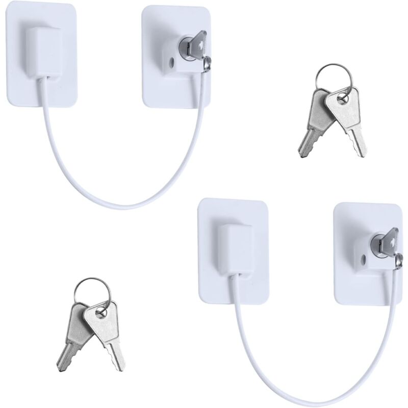 Ineasicer - Lot de 2 verrous de sécurité pour fenêtre de réfrigérateur, avec 4 clés, adhésif puissant