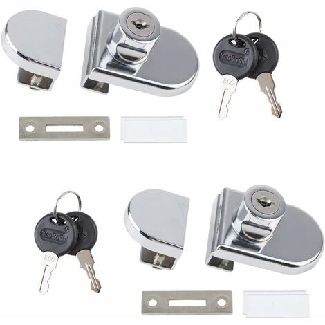 Lot de 2 verrous en alliage de zinc pour porte de placard en verre ou vitrine de 5 à 8 mm