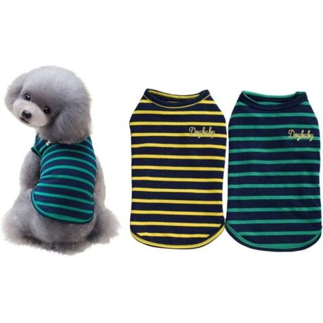 Lot de 2 vêtements pour chien à rayures en coton (XXL)-Fei Yu